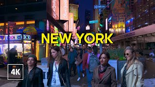 I ❤️ New York  Night Walk  Manhattan Walking Tour 4K [upl. by Pontius871]