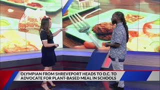 Threetime Olympian heads to DC to advocate for plantbased meals in schools [upl. by Ecnerolf305]