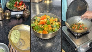 How to make Green Chapati  Bhindi Tomato Sattvic Lunch  sattvicpath [upl. by Stockwell]