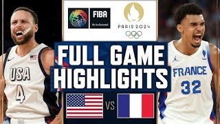 USA TEAM VS FRANCE MENS BASKETBALL PARIS OLYMPICS 2024 [upl. by Pfeifer]