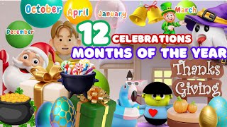 Months of the Year  12 Months of the Year Rhyming Song for Kids Nursery Rhymes [upl. by Jaime]