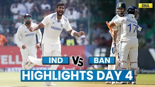 IND Vs BAN Highlights 2nd Test Day 4 Bangladesh Are 26 Runs Behind After India Script World Records [upl. by Fitton]