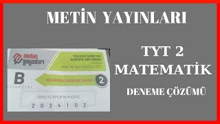 METİN YAYINLARI DENEME ÖSYM AYARINDA MATEMATİK TYT DENEME ÇÖZÜMÜDENEME ANALİZİDENEME ÇÖZÜM [upl. by Jeffries]