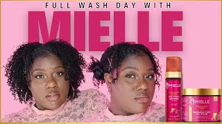 FULL Wash Day Routine for Natural Hair  Mielle Organics Products [upl. by Ennovyahs]