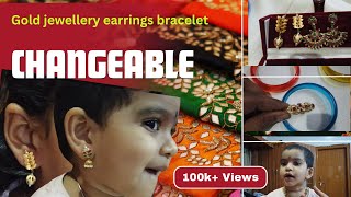 నా Gold jewellery changeable earrings Collection❤ మీ కోసం Clear గా🤗 Different models changeable [upl. by Merceer]