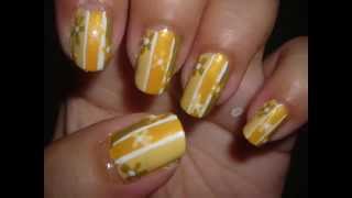 Nail Art  Yellow Paint Chips Ombre Style [upl. by Fraase]