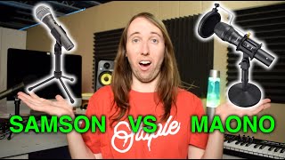 Samson Q2U vs Maono AUHD300T USBXLR Cardioid Dynamic Microphone Comparison and Review [upl. by Noremak931]