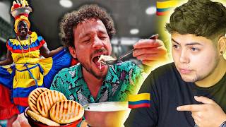 REACCIONANDO a LUISITO COMUNICA PROBANDO COMIDA EN COLOMBIA 🇨🇴 [upl. by Orihakat]