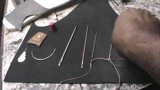 Aprenda a fazer agulha e costurar couro  Make needle and sew leather [upl. by Friedland631]