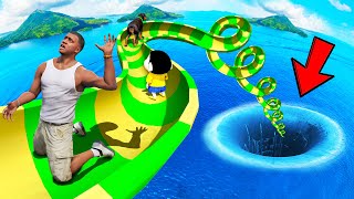 SHINCHAN AND FRANKLIN TRIED THE AMAZING WATERSLIDE DEEPEST HOLE CHALLENGE amp WON AMAZING PRIZES GTA 5 [upl. by Granoff]