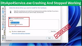 Fix DtsApo4Service exe Crashing And Stopped Working [upl. by Aihsela521]