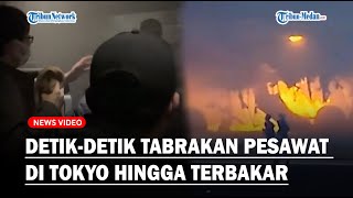 MENCEKAM Detikdetik Pesawat Japan Airlines Tabrakan Hingga Terbakar Penumpang Sampai Panik [upl. by Yenal]