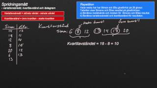 Matematik 2c  Spridningsmått variationsbredd kvartilavstånd och lådagram [upl. by Caresse]