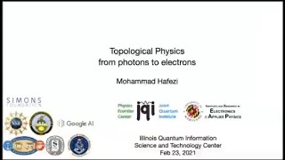 Topological physics from photons to electrons presented by Mohammad Hafezi Joint Quantum Institute [upl. by Yendis]