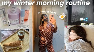 my WINTER morning routine🌨️🍳روتيني الصباحي في الشتاء in my days OFF🌧️💘💤 [upl. by Llecrup335]