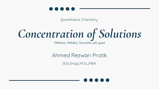 HSC Chemistry 2nd Paper Quantitative Chemistry Concentration of Solutions [upl. by Nohsar]