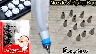 Nozzles amp Piping Bag Kit For BeginnersCake DecorationReview [upl. by Ace]