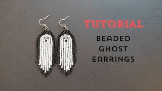 Seed Bead Ghost Earrings Tutorial Beaded Halloween Earrings Making [upl. by Anirahs]