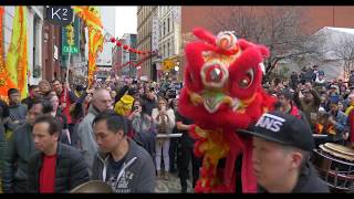 Manchester Chinese New Year 2018  Walk around Chinatown with Dragons Lions Unicorns [upl. by Schroder3]