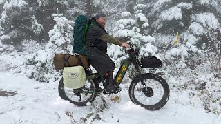 Riding Deep Into the Forest to Hot Tent Camp and Waking Up to Snow  Birch Grolar AWD eBike [upl. by Stedmann612]