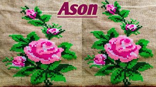 Ason design cross stitch ason designrose flower design [upl. by Nicolella]