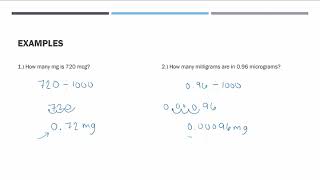 Metric Conversions Converting micrograms mcg to milligrams mg mcg to mg [upl. by Nylram]