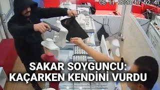 NTV Adanada kuyumcu soygunu kamerada Kaçarken kendini vurdu [upl. by Ronna522]