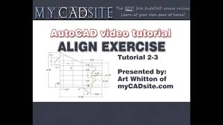 AutoCAD Tutorial Lesson 23 Align Exercises Complete Beginners Course [upl. by Quent778]