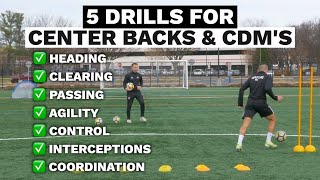 5 Drills For Center Defenders And CDMs Soccer training for defenders and midfielders [upl. by Adirf]