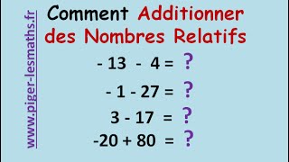 Addition des Nombres Relatifs  Pigerlesmaths [upl. by Aciemaj]