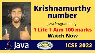 Krishnamurthy number in java program Class X ICSE Prateik Sharma by Java [upl. by Esetal926]