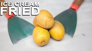 FRESH FRUIT ICE CREAM ROLLS  HOW TO MAKE SAPODILLA ICE CREAM ROLLS [upl. by Atiugram]