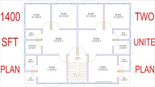 HOUSE PLAN DESIGN  EP 131  1400 SQUARE FEET TWOUNIT HOUSE PLAN  LAYOUT PLAN [upl. by Richarda727]