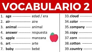 Vocabulario en inglés con pronunciación lección 2 de 8 200 palabras en inglés y español [upl. by Sisxela]