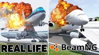 Airplane accidents Based on Real Life Incidents Compilation 10 BeamNG DRIVE [upl. by Einalem]