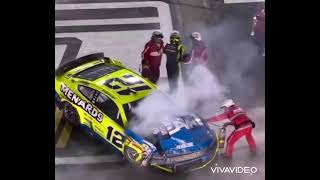 Ryan Blaney Head On Hit  Blue Vacations Duel at Daytona 21524 😬😮😬 [upl. by Ettener]