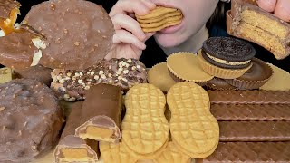 ASMR Reeses Peanut Butter Cups Oreo Cookie Bunny Track Ice Cream Bar Chocolate Candy Bar Mukbang [upl. by Arihppas]