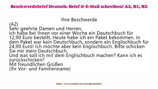 Ihre Beschwerdebrief Deutsch  Brief amp E Mail schreiben A2 B1 B2 [upl. by Ashwell]