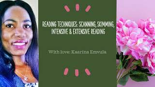 Reading techniques Scanning Skimming Intensive and Extensive Reading [upl. by Eadie786]