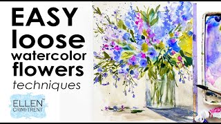 EASY watercolor loose flowers [upl. by Loesceke]