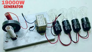 19000W Free Energy 240V Generator With Light Bulb Tools And Copper Wire Use Transformer [upl. by Gauthier]