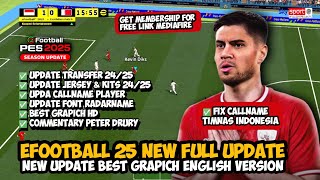 Download eFootball PPSSPP 2025 Update Callname Timnas Indonesia Best GrapichHD Commentary PeterDrury [upl. by Cordelie]