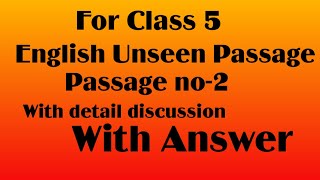 English Unseen Passage For Class 5 Passage no 2Subscribe and see playlist for more [upl. by Kcirreg675]