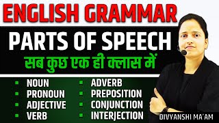 Parts Of Speech 🔥 NounPronounAdjectiveVerbAdverbPreposition ✅ English Grammar With Examples [upl. by Nicks]