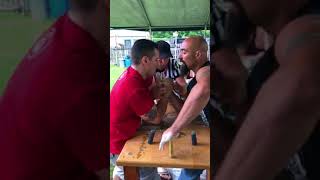 “Hubba” Hubbard arm wrestles Shawn Weber [upl. by Annuahsal]