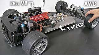 Making a 15 AWD V8 RC Car w MANUAL Gearbox  Engine amp Transmission Installation [upl. by Argyres]