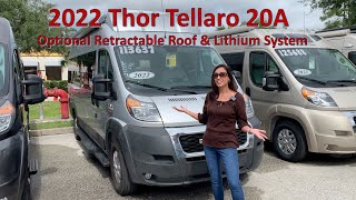 MSRP 113569  Tour the 2022 Thor Tellaro 20A with the Optional Retractable Roof amp Lithium Package [upl. by Enelyar]