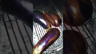 Aubergine eggplant BBQ slow cooked on charcoal [upl. by Trout]