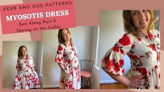 Deer and Doe Patterns Myosotis Dress Sew Along Part 2 Sewing on the Collar [upl. by Etnoek]