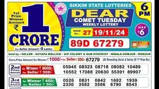 Sikkim Lottery Result 6pm 19112024  Official  Dear Lottery [upl. by Hamehseer]